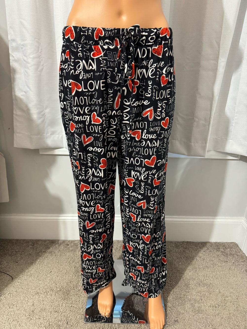 Cute Heimish USA size S black graphic love print drawstring lounge pants new